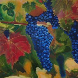 Grape painting Landscape with blue grapes 23*31 inch blue berry painting