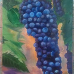 Blue grapes painting Grape art 19*31 inch blue berry painting