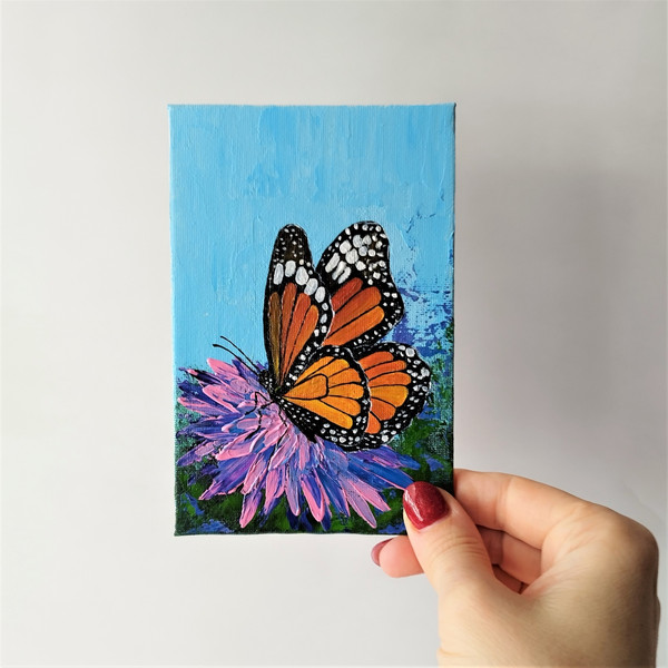 Impasto-art-mini-painting-monarch-butterfly-flowers-aster-wall-decoration.jpg