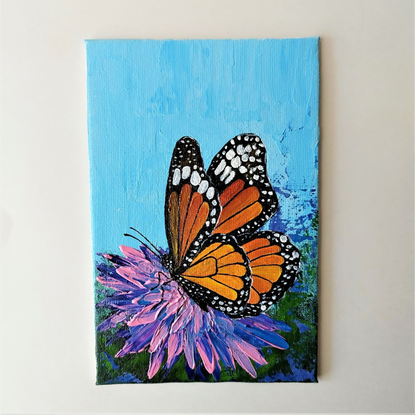 Insect-butterfly-monarch-on-a-pink-aster-flower-mini-painting-hand-painted-acrylic-paints.jpg