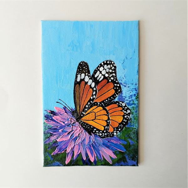 Insect-painting-monarch-butterfly-impasto-art-on-canvas-board-very-small-wall decor.jpg