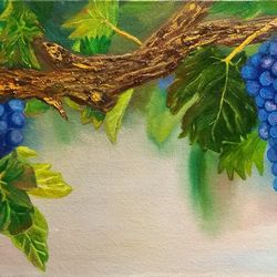 blue berry painting blue grapes painting 12*17 inch grape art