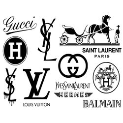 Gucci Svg, Hermes Svg, Ysl Svg, Yves Saint Laurent, Louis Vuitton Svg, Lv Svg, Balman Svg, Dripping Ysl Svg, Fashion Bra