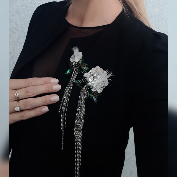 Set of brooches "Stylized flowers", on the jacket