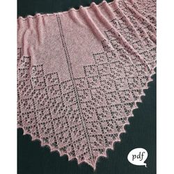 Deja Vu Shawl Knitting Pattern for Beginners Lace Triangular Shawl Wrap Bind off in 2 ways