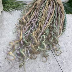 synthetic embellished soft dreadlocks with curled ends