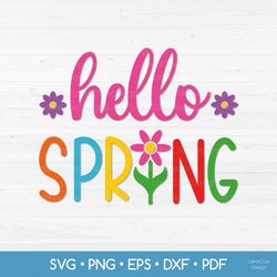 Hello Spring SVG Cut File, Spring Sign with Flowers SVG