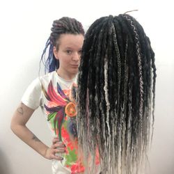 textured hook dreadlocks with color transition