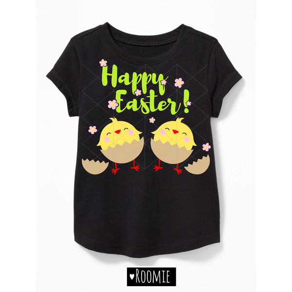 Happy Easter lettering with little Chickens Shirt design.jpg