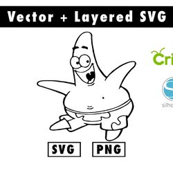 cartoon patrick star (spongebob squarepants)  svg, png files for cricut machine , anime svg , manga svg