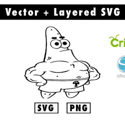 cartoon patrick star (spongebob squarepants) svg, png files for cricut machine , anime svg , manga svg