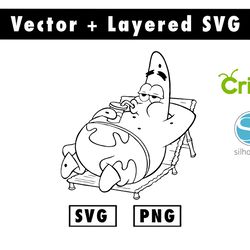 cartoon patrick star (spongebob squarepants) svg, png files for cricut machine , anime svg , manga svg
