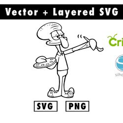 cartoon squidwarde ( spongebob squarepants) svg, png files for cricut machine , anime svg , manga svg