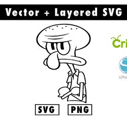 cartoon squidwarde ( spongebob squarepants)  svg, png files for cricut machine , anime svg , manga svg