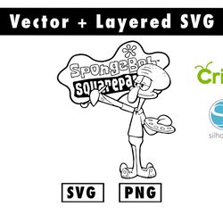 caroon squidwarde ( spongebob squarepants) svg, png files for cricut machine , anime svg , manga svg