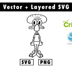 cartoon squidwarde ( spongebob squarepants) svg, png files for cricut machine , anime svg , manga svg