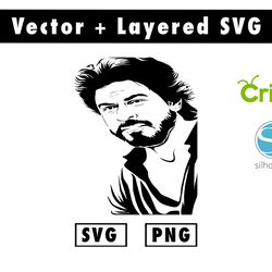 actor shahrukh khan. svg, png files for cricut machine , anime svg , manga svg