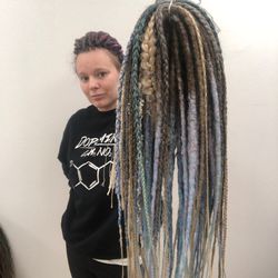 crochet dreadlocks in natural colors with embellishments