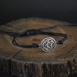 Celtic knot black cotton cord bracelet Mens womens bracelets Witchcraft jewelry