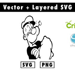 cartoon popeye svg, png files for cricut machine , anime svg , manga svg , itachi svg