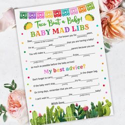 Baby Mad Libs Taco Baby Shower Game, Taco Bout Baby Shower Baby Mad Libs Game, Taco Bout a Baby Shower Mad Libs Game