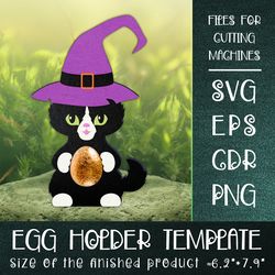 black cat | halloween egg holder template svg