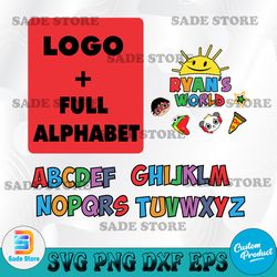 alphabet with character ryan's world svg, cricut, svg files, file for cricut, for silhouette, cut file, dxf, png, svg