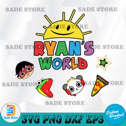 customized with ryan's world  and charactet cartoon svg, cricut, svg files, file for cricut, for silhouette, cut file