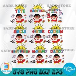 family of birthday girl svg, ryan's world  birthday svg, svg, png, dxf, instant download