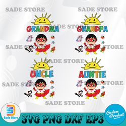 family of birthday girl with friend svg, ryan's world  birthday svg, svg, png, dxf, instant download