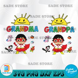 grandma and grandpa of the birthday girl svg, ryan's world svg, supper girl svg, cartoon svg, digital download