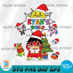 ryan's world christmas  at the top svg , cartoon svg, pine tree svg, christmas party svg, svg file, png, cricut, digital