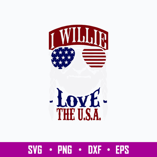 I Willie Love The USA Flag Svg, Willie Nelson 4th Of July Svg, Feelin Willie Svg, Png Dxf Eps File.jpg