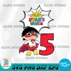 5th birthday ryan's world svg, birthday party svg, cricut, svg files, file for cricut, for silhouette, cut file, dxf