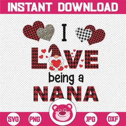 I Love Being A Nana Gnome Heart Buffalo Plaid Png, Gnome Png, Gnome Nana Png - INSTANT DOWNLOAD - Png Printable - Digita