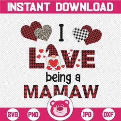 I Love Being A Mamaw Gnome Heart Buffalo Plaid Png, Gnome Png, Gnome Mamaw Png - INSTANT DOWNLOAD - Png Printable - Digi