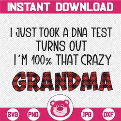 I Just Took A DNA Test Turn Out I'm 100 That Crazy Grandma Png, Mother's Day,Love Buffalo Plaid - INSTANT DOWNLOAD - Png