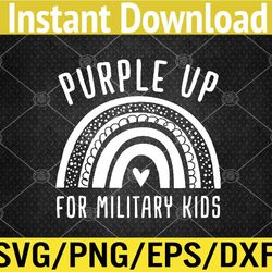 Rainbow | Purple Up Military Child Awareness Svg, Eps, Png, Dxf, Digital Download