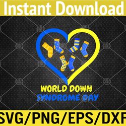 Blue Yellow Heart 21 World Down Syndrome Awareness Day 2022 Svg, Eps, Png, Dxf, Digital Download