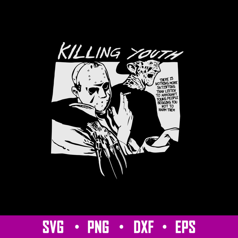 Killing Youth Svg, Freddy Krueger And Jason Voorhees Svg, Horror Characters Svg, Png Dxf Eps File.jpg