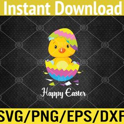 Cute Happy Easter Day 2021 Chick With Easter Egg Basket Svg, Eps, Png, Dxf, Digital Download