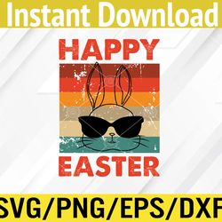 happy easter bunny vintage rabbit svg, eps, png, dxf, digital download