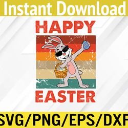 happy easter bunny vintage rabbit dabbing svg, eps, png, dxf, digital download