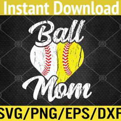 Ball Mom Baseball Softball Mama Team Sports Svg, Eps, Png, Dxf, Digital Download