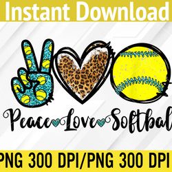 Peace Love Softball For Teen Girls Cute Leopard Softball PNG, Digital Download