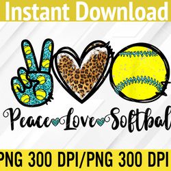 peace love softball for teen girls cute leopard softball png, digital download
