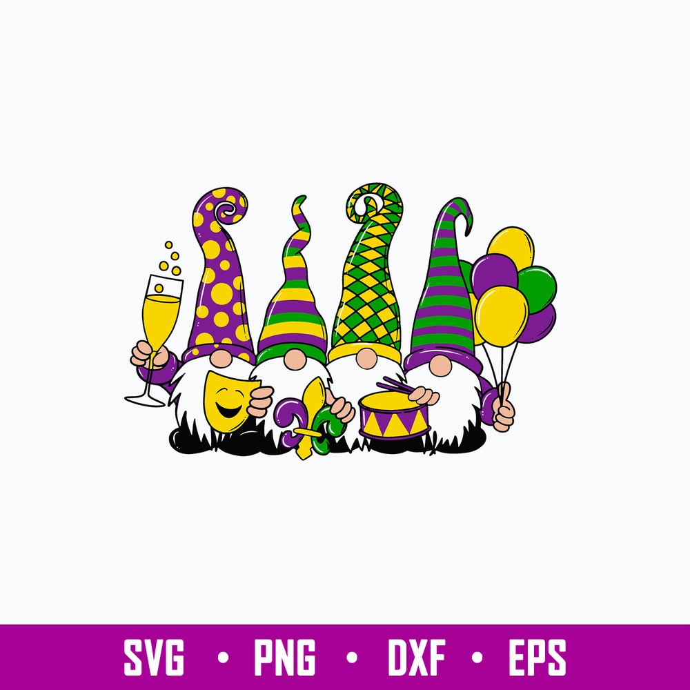 Mardi Gras Gnomes Svg, Gnome Svg, Png Dxf Eps File.jpg