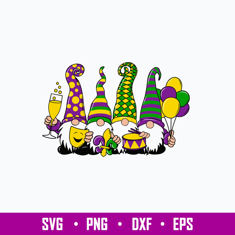 Mardi Gras Gnomes Svg, Gnome Svg, Png Dxf Eps File.jpg