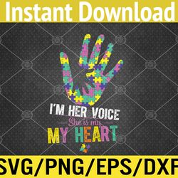 I'm HER Voice SHE is My Heart Autism Mom Pink Autism Svg, Eps, Png, Dxf, Digital Download