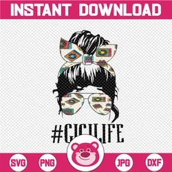 Funny GigiLife png | GigiLife Skull with Glasses Messy Bun png Sassy Mom png Png Clipart Funny Mom Quote png Instant Dow